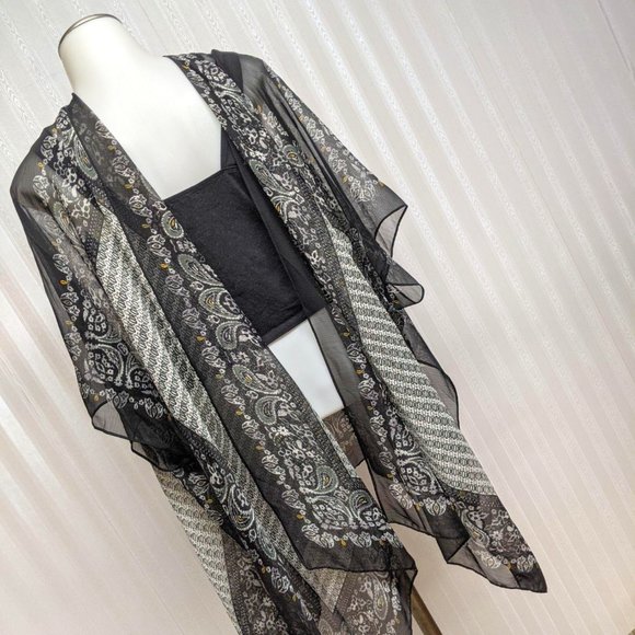 Swimwear Shear Cover-up Black Paisleys One Size